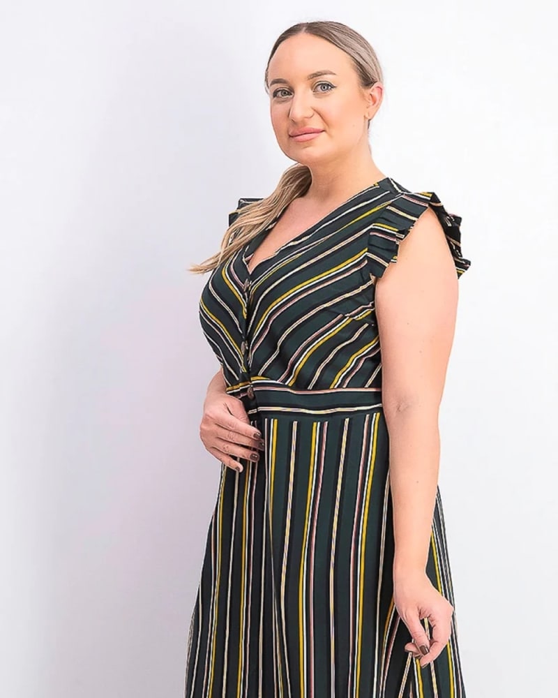 Ruffle sleeve fit and flare dress top